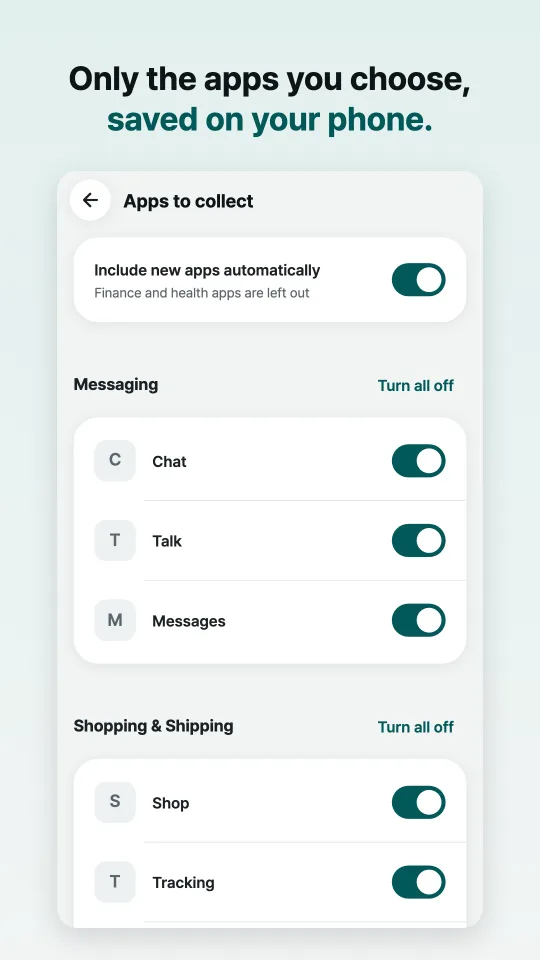 Choosing which apps to keep notifications from
